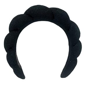 aopwsrlyi women spa headband sponge & terry towel cloth fabric hair band for face washing, makeup removal, shower, skincare (black, one size)