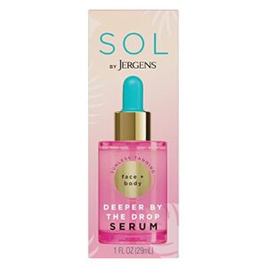 sol by jergens deeper by the drop self tanning drops, tanning water, add to lotions, serums, and oils for custom tan, for year-round glow, 1 fluid ounce