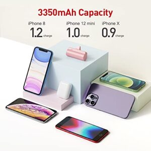 iWALK Mini Portable Charger for iPhone with Built in Cable, 3350mAh Ultra-Compact Power Bank Small Battery Pack Charger Compatible with iPhone 14/13/13 Pro/12/12 Pro/11/XR/XS/X/8/7/6,Pink