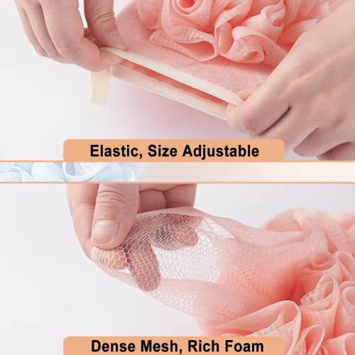 Exfoliating Glove with Loofah Sponge, Double Sided Bath Sponge, Loofah Exfoliating Body Scrubber Bath Sponges for Shower Women/Men Exfoliating Gloves for Body Dead Skin Shower Sponge (Pink 1Pcs)