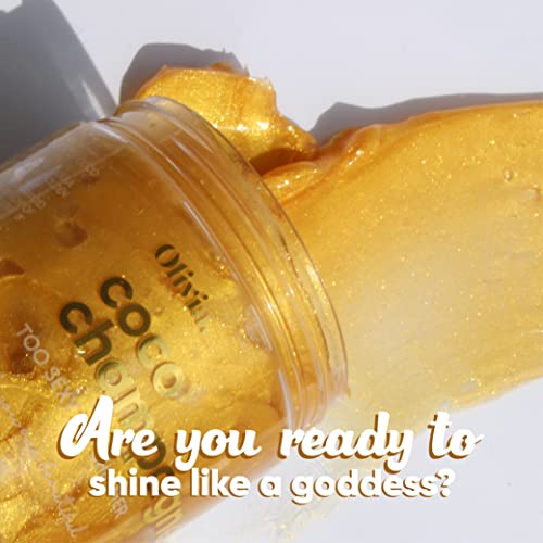 Coco Champagne Shimmer 24K Gold Body Glitter - Organic Shimmer Non-Greasy Hydro Gel with Glitter. Shine & Glow. 6.75 Fl Oz.