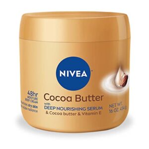 nivea cocoa butter body cream with deep nourishing serum, cocoa butter cream for dry skin, 16 ounce jar