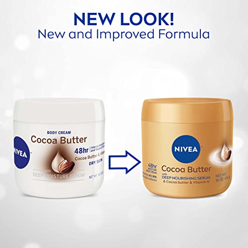 NIVEA Cocoa Butter Body Cream with Deep Nourishing Serum, Cocoa Butter Cream for Dry Skin, 16 Ounce Jar