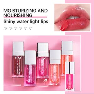 Plumping Lip Oil, Hydrating Lip Gloss Tinted Lip Balm Lip Care Transparent Toot Lip Oil, Long Lasting Nourishing Lip Glow Oil Non-sticky Big Brush Moisturizing Glossy Primer Lip Tint (007# Raspberry)