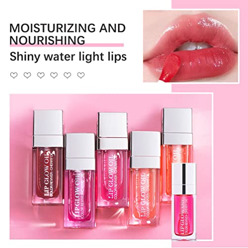 Plumping Lip Oil, Hydrating Lip Gloss Tinted Lip Balm Lip Care Transparent Toot Lip Oil, Long Lasting Nourishing Lip Glow Oil Non-sticky Big Brush Moisturizing Glossy Primer Lip Tint (007# Raspberry)