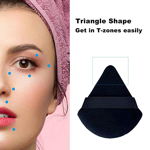 12Pcs Triangle Powder Puff, Soft Powder Puffs for Face Powder, Velour Makeup Puff with Triangle Shape, Easily Get in the Corner of Eyes & Nose, Make Your Skin Looking Flawless