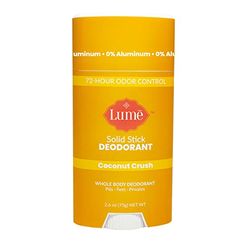 Lume Solid Deodorant Stick - Whole Body Deodorant - Aluminum-Free, Baking Soda-Free, Hypoallergenic, Safe For Sensitive Skin - 2.6 Ounce Solid Stick (Coconut Crush)
