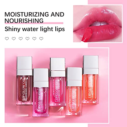 Plumping Lip Oil, Long Lasting Hydrating Lip Gloss Tinted Lip Balm Non-sticky Revitalizing, Tinting Lip Care Oil for Dry Lip (RASPBERRY)