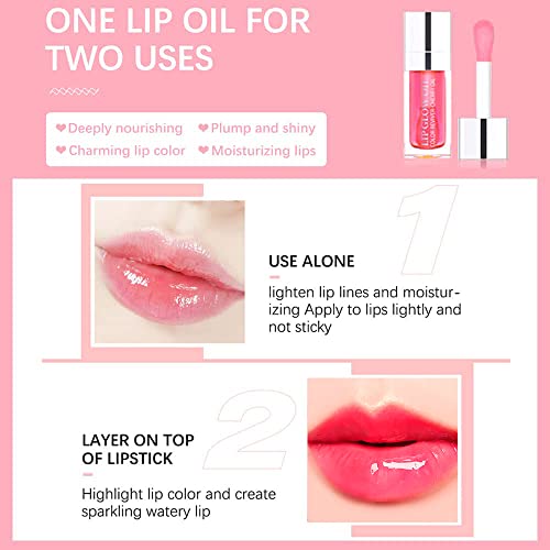 Plumping Lip Oil, Long Lasting Hydrating Lip Gloss Tinted Lip Balm Non-sticky Revitalizing, Tinting Lip Care Oil for Dry Lip (RASPBERRY)