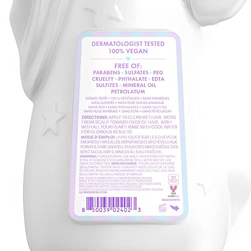 Premium Unicorn Conditioner by Glimmer Wish, Vanilla Cotton Candy Scent, Dermatologist Tested, Sulfate & Sulfite Free, Gluten & Paraben Free, PEG & EDTA Free, 100% Vegan, Coconut & Macadamia Seed Oil, Aloe Leaf Juice, 12 Fl Oz