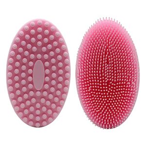 DNC Exfoliating Silicone Body Scrubber Shower Bath Body Brush Easy to Clean, Lathers Well, Eco Friendly (Pink)