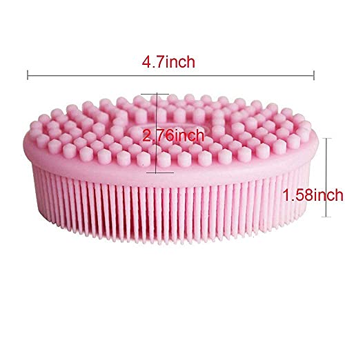 DNC Exfoliating Silicone Body Scrubber Shower Bath Body Brush Easy to Clean, Lathers Well, Eco Friendly (Pink)