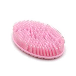 DNC Exfoliating Silicone Body Scrubber Shower Bath Body Brush Easy to Clean, Lathers Well, Eco Friendly (Pink)