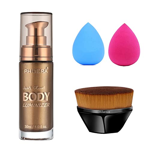 PHOERA Body Luminizer, Waterproof Moisturizing and Glow For Face & Body, Radiance All In One Makeup, Face Body Glow Illuminator, Body Highlighter 1fl.oz. (103 Glistening Bronze)