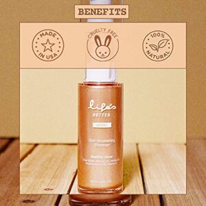 Life's Butter Face & Body Shimmer Healthy Waterproof Moisturizing Glow | Shea Butter, Marula Oil, Jojoba Oil and Vitamin C | Glistening Bronze | 3 fl oz