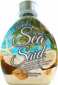 that’s what sea said tanning lotion – for indoor tanning bed and outdoor sun – safe for face, body and tattoos – with coconut oil – no bronzer