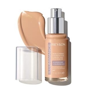 revlon illuminance skin-caring liquid foundation, hyaluronic acid, hydrating and nourishing formula with medium coverage, 317 tan sand (pack of 1)