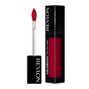 liquid lipstick by revlon, face makeup, colorstay satin ink, longwear rich lip colors, formulated with black currant seed oil, 020 on a mission, 0.17 fl oz