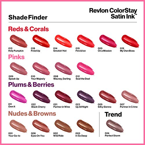 Liquid Lipstick by Revlon, Face Makeup, ColorStay Satin Ink, Longwear Rich Lip Colors, Formulated with Black Currant Seed Oil, 020 On a Mission, 0.17 Fl Oz