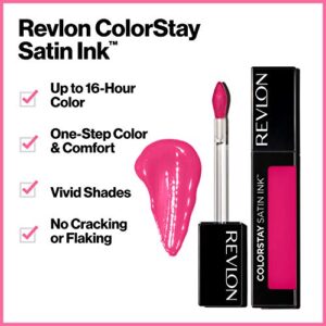 Liquid Lipstick by Revlon, Face Makeup, ColorStay Satin Ink, Longwear Rich Lip Colors, Formulated with Black Currant Seed Oil, 020 On a Mission, 0.17 Fl Oz