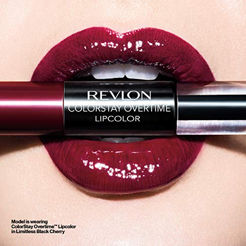 Liquid Lipstick with Clear Lip Gloss by Revlon, ColorStay Overtime Lipcolor, Dual Ended with Vitamin E in Nudes & Browns, 350 Bare Maximum, 0.07 Oz