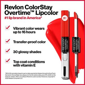 Liquid Lipstick with Clear Lip Gloss by Revlon, ColorStay Overtime Lipcolor, Dual Ended with Vitamin E in Nudes & Browns, 350 Bare Maximum, 0.07 Oz