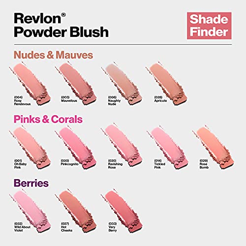 Blush by Revlon, Powder Blush Face Makeup, High Impact Buildable Color, Lightweight & Smooth Finish, 006 Naughty Nude, 0.8 Oz