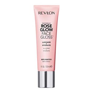 face primer by revlon, photoready face gloss rose glow, face makeup for all skin types, hydrates, illuminates & moisturizes, infused with glycerin & olive oil extract, 80% water, 1 fl oz