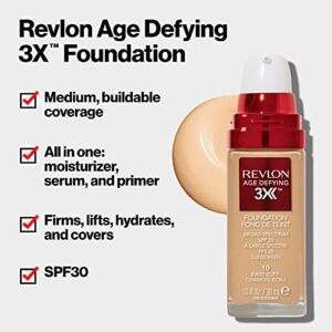 Revlon Age Defying 3X Makeup Foundation, Firming, Lifting and Anti-Aging Medium, Buildable Coverage with Natural Finish SPF 20, 055 Cool Beige, 1 fl oz
