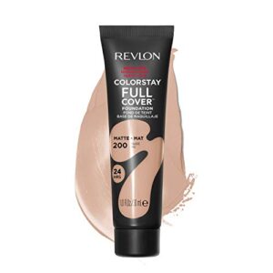 liquid foundation by revlon, colorstay face makeup for normal and dry skin, longwear full coverage with matte finish, oil free, 200 nude, 1.0 oz