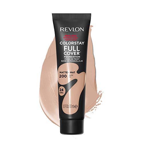 Liquid Foundation by Revlon, ColorStay Face Makeup for Normal and Dry Skin, Longwear Full Coverage with Matte Finish, Oil Free, 200 Nude, 1.0 Oz