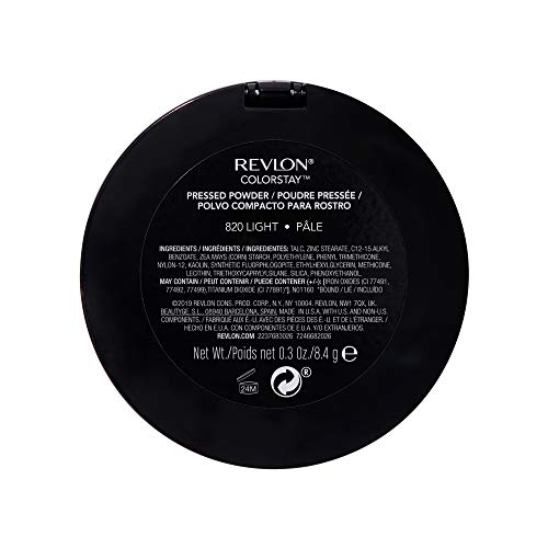 Face Powder by Revlon, ColorStay 16 Hour Face Makeup, Longwear Medium- Full Coverage with Flawless Finish, Shine & Oil Free, 820 Light, 2.4 Oz