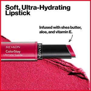 Lipstick by Revlon, ColorStay Ultimate Suede Lipstick, High Impact Lip color with Moisturizing Creamy Formula, Infused with Vitamin E, 025 Socialite, 0.09 Oz