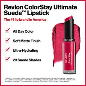 Lipstick by Revlon, ColorStay Ultimate Suede Lipstick, High Impact Lip color with Moisturizing Creamy Formula, Infused with Vitamin E, 025 Socialite, 0.09 Oz