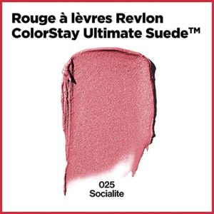 Lipstick by Revlon, ColorStay Ultimate Suede Lipstick, High Impact Lip color with Moisturizing Creamy Formula, Infused with Vitamin E, 025 Socialite, 0.09 Oz