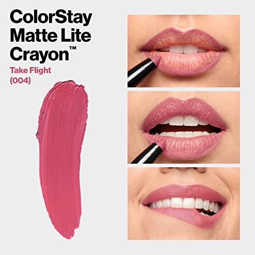 REVLON ColorStay Matte Lite Crayon Lipstick with Built-in Sharpener, Smudgeproof, Water-Resistant Non-Drying Lipcolor