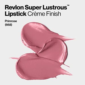 Revlon Super Lustrous Lipstick, High Impact Lipcolor with Moisturizing Creamy Formula, Infused with Vitamin E and Avocado Oil in Pinks, Primrose (668) 0.15 oz