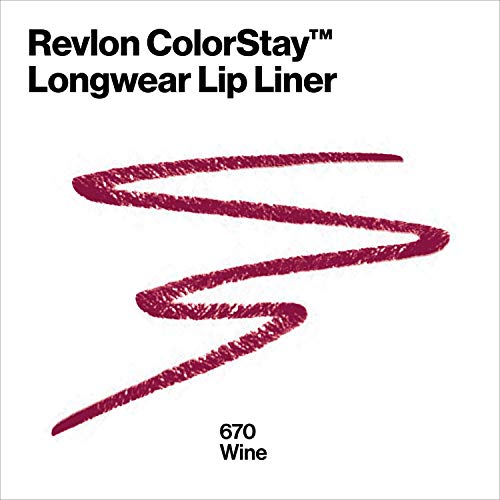 Lip Liner by Revlon, Colorstay Face Makeup with Built-in-Sharpener, Longwear Rich Lip Colors, Smooth Application, 670 Wine