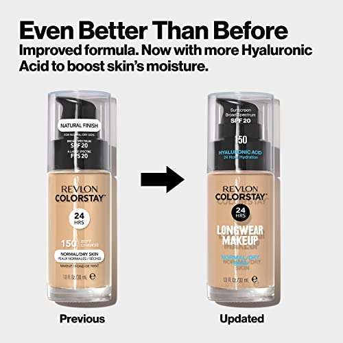 Liquid Foundation by Revlon, ColorStay Face Makeup for Normal and Dry Skin, SPF 20, Longwear Medium-Full Coverage with Matte Finish, Oil Free, 240 Medium Beige, 1.0 Oz