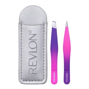 mini hair removal tweezer set by revlon, travel set, high precision tweezers for men, women & kids, stainless steel (pack of 1)