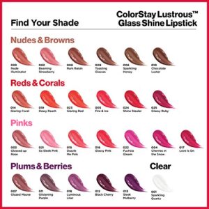 REVLON Super Lustrous Glass Shine Lipstick, Flawless Moisturizing Lip Color with Aloe, Hyaluronic Acid and Rose Quartz, Sleek Mulberry (013), 0.15 oz