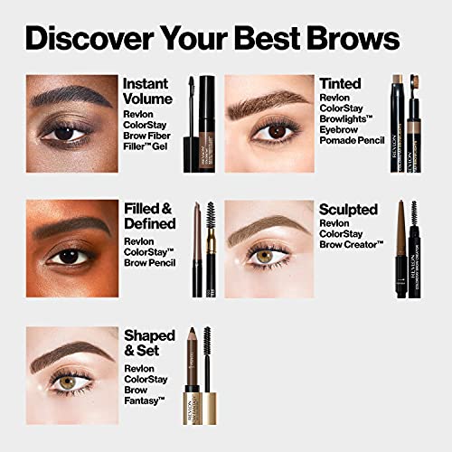 Eyebrow Pencil & Powder by Revlon, ColorStay Brow Creator 2-in-1 Eye Makeup with Spoolie, Longwearing with Precision Tip, 610 Dark Brown, 0.23 Oz