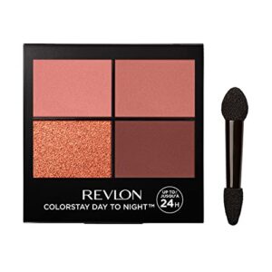 revlon colorstay day to night eyeshadow quad, longwear shadow palette with transitional shades and buttery soft feel, crease & smudge proof, 560 stylish, 0.16 oz