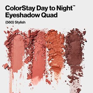 Revlon ColorStay Day to Night Eyeshadow Quad, Longwear Shadow Palette with Transitional Shades and Buttery Soft Feel, Crease & Smudge Proof, 560 Stylish, 0.16 oz