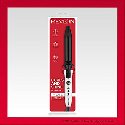 Revlon Crystal C + Ceramic Hair Curling Iron | Long-Lasting Shine and Less Frizz, (1-1/4 in)