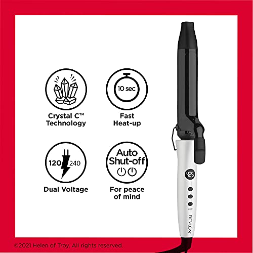 Revlon Crystal C + Ceramic Hair Curling Iron | Long-Lasting Shine and Less Frizz, (1-1/4 in)