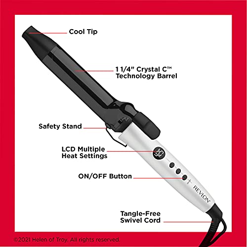 Revlon Crystal C + Ceramic Hair Curling Iron | Long-Lasting Shine and Less Frizz, (1-1/4 in)