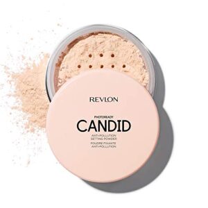 setting powder by revlon, photoready candid blurring face makeup, anti-pollution, lightweight & breathable high pigment, natural finish, 001 universal translucent, 0.5 oz