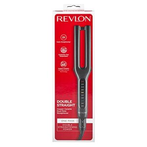 Revlon Double Straight Copper Ceramic Dual Plate Hair Straightener | Faster Styling and Reduced Damage