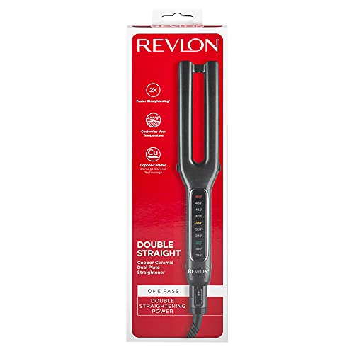 Revlon Double Straight Copper Ceramic Dual Plate Hair Straightener | Faster Styling and Reduced Damage